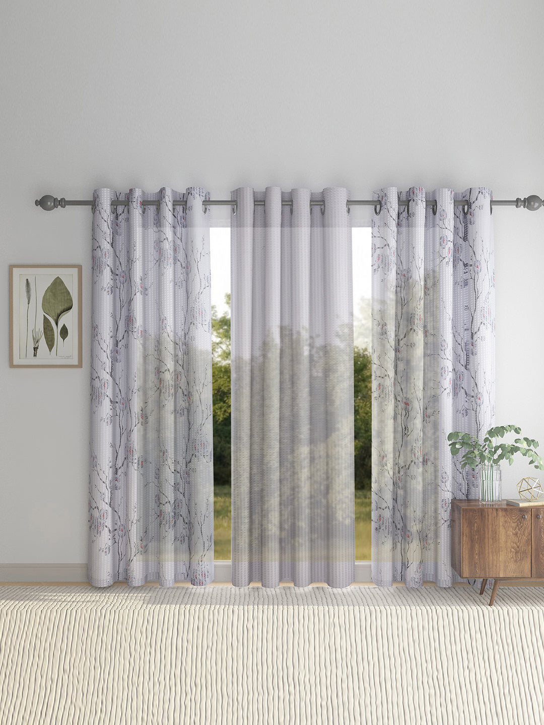 Floral Design Door Curtain Pack of 3 image 0