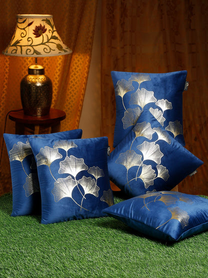 16X16 Soft Velvet , Foil Printed Blue ,Zipper image 0