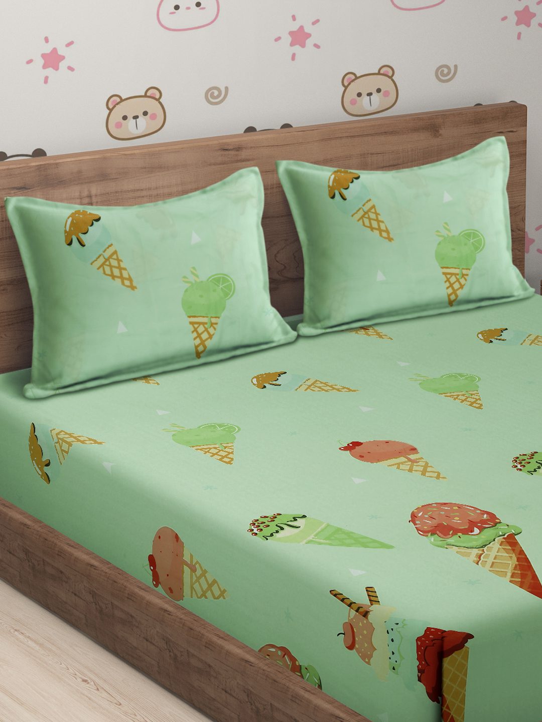 Hosta Homes Ice Cream Cone Multicolored Bed Sheet With Pillow Covers image 2