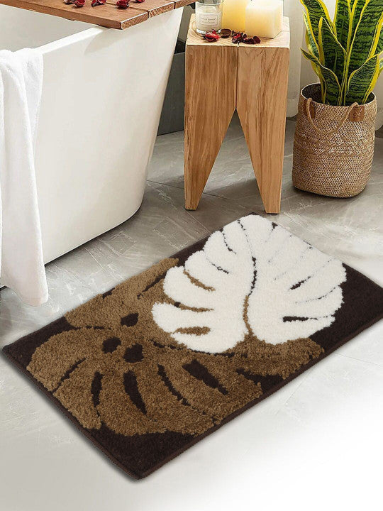 Brown & Beige 280 GSM Anti-Skid Cotton Bath Rug