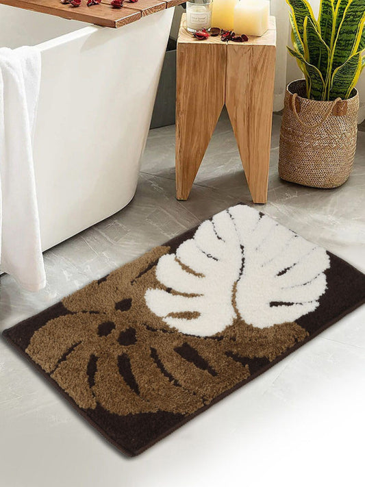 Brown & Beige 280 GSM Anti-Skid Cotton Bath Rug