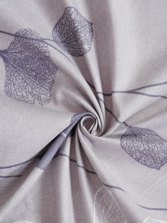 Grey Floral Pure Cotton 300 TC King Fine Bedsheet with 2 Pillow Covers-100 x 108 inches