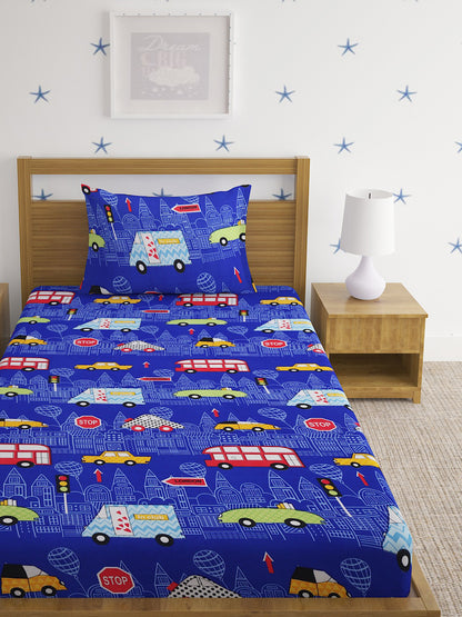 Hosta Homes Cute Cartoon Traffic Light Printed Bed Sheet With Pillow Cover image 1