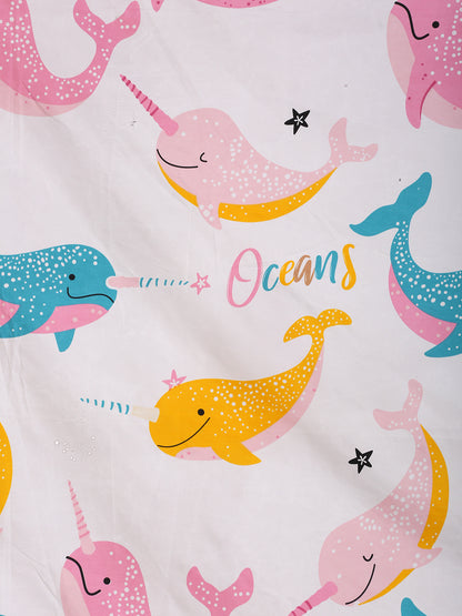 Hosta Homes Dolphin Star Multicolored Kids Bed Sheet With Pillow Cover image 2