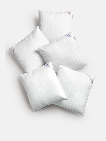 Set Of 5 White Striped Cushions