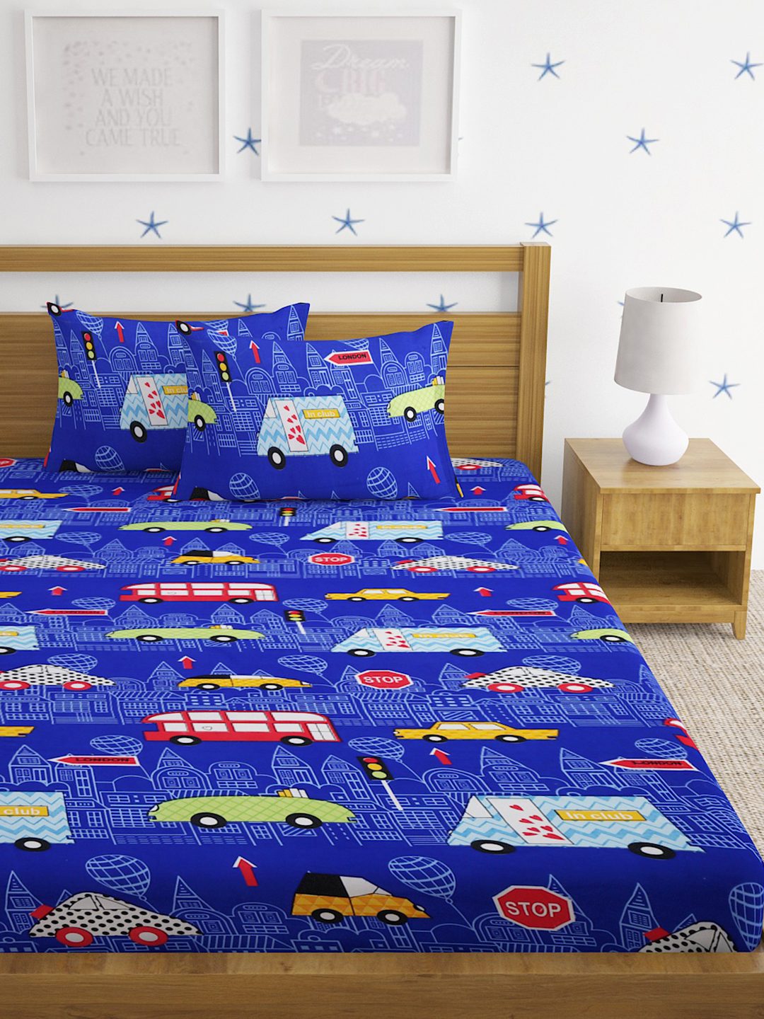 Hosta Homes Cute Cartoon Traffic Light Printed Bed Sheet With Pillow Covers image 1