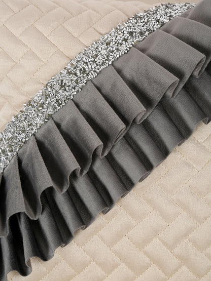 Quilted Velvet Frill Cushion Covers with Zipper image 2