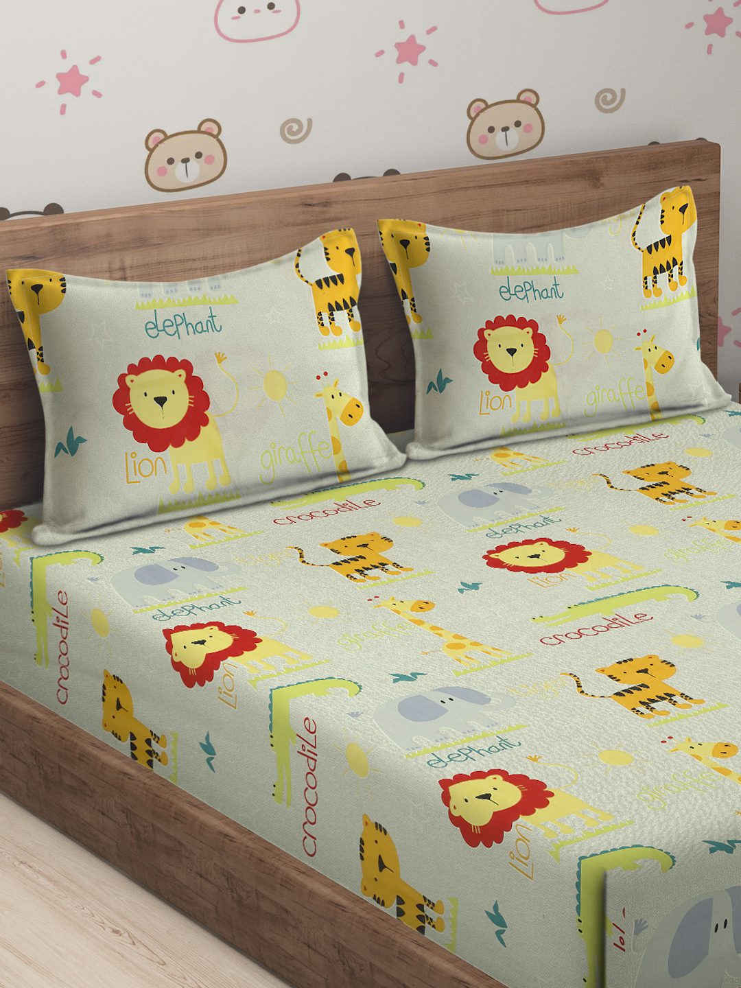 Hosta Homes Animal Amista Multicolored Bed Sheet With Pillow Covers image 2