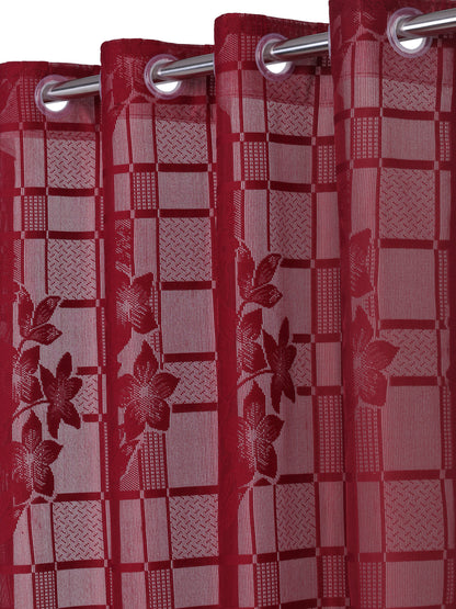 Checkered Floral Design XL Door Curtain Pack of 1 image 1