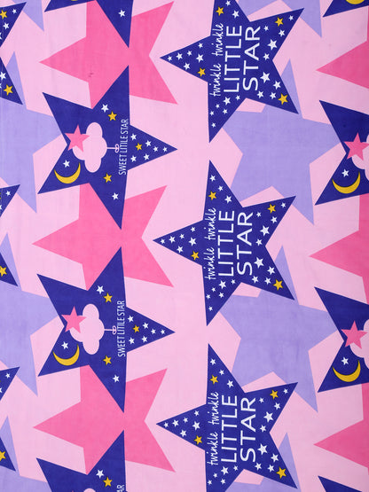 Hosta Homes Little Star Multicolored Printed Bed Sheet With Pillow Cover image 2