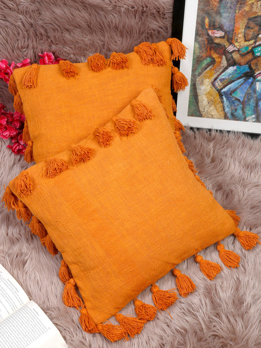 Orange Pure Cotton Square Cushion Covers image 0