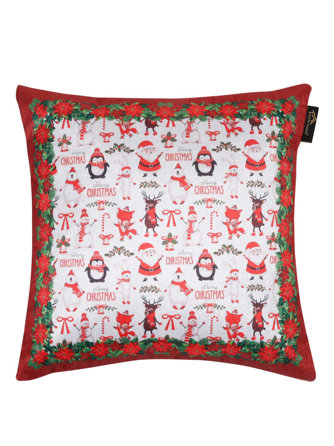 Soft velvet , Abstract Red & White  ,pack of 2 , zipper image 2