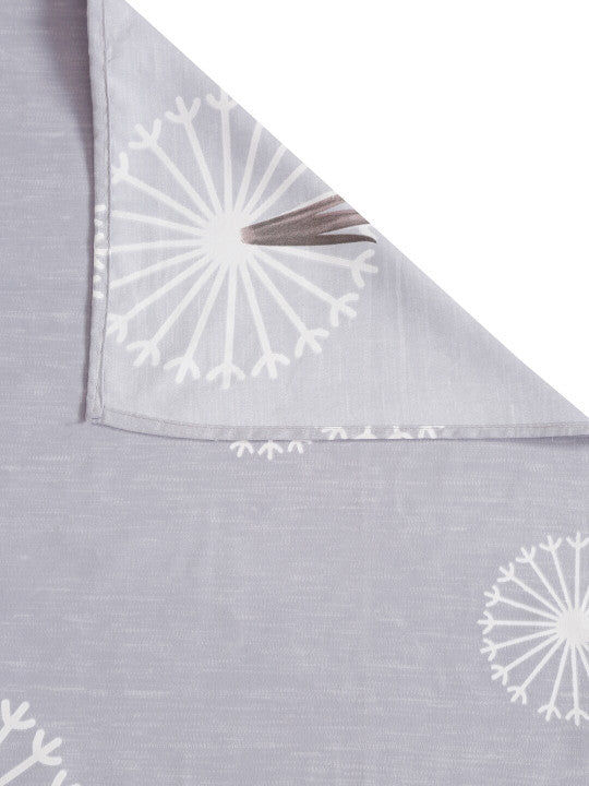 Grey & White Floral 280 TC King Pure Cotton Bedsheet with 2 Pillow Covers