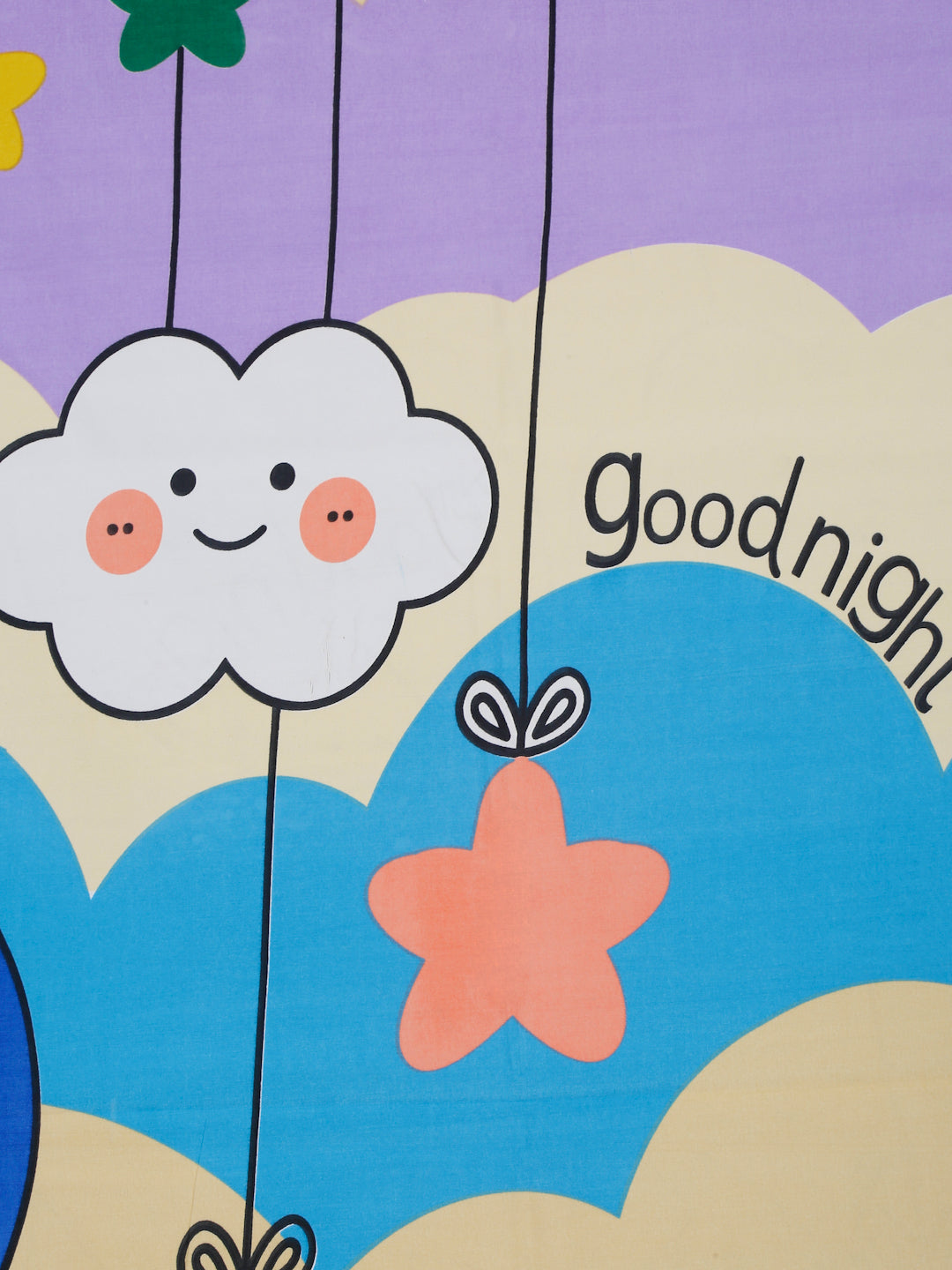 Hosta Homes Smiley Star Cloud Printed Multicolored Bedsheet With Pillow Cover image 3