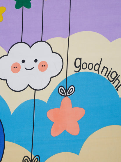 Hosta Homes Smiley Star Cloud Printed Multicolored Bedsheet With Pillow Cover image 3