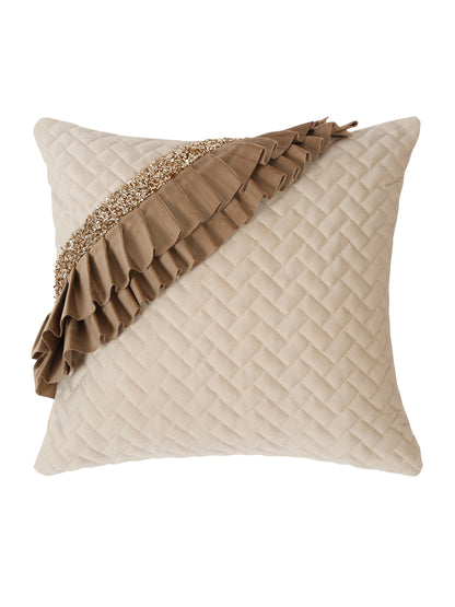 Quilted Velvet Frill Cushion Covers with Zipper - 12" x 18", Pack of 1 image