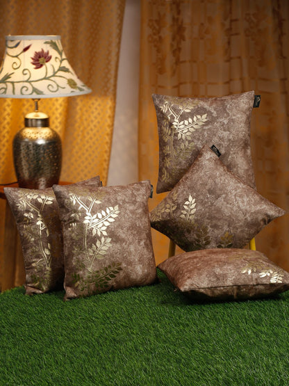 16X16 Soft Velvet , Foil Printed Brown & Gold ,Zipper image 0