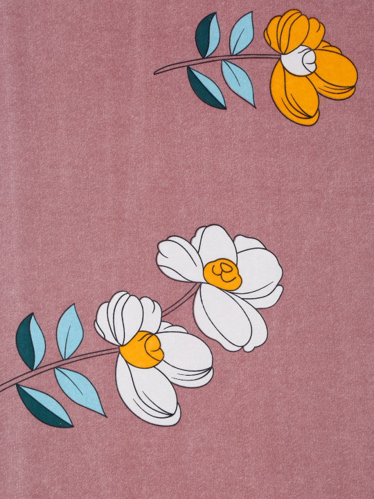 Pink Floral Cotton 280 TC Fitted Queen Fine Bedsheet with 2 Pillow Covers-72 x 43 inches