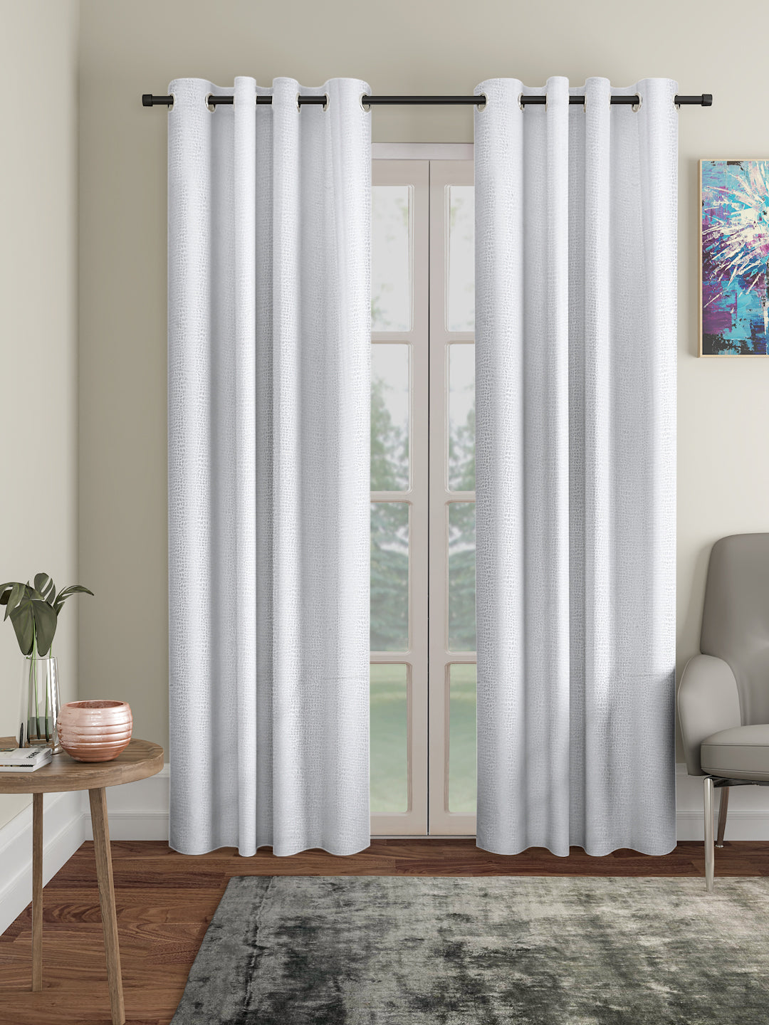 SELF TEXTURED BLACKOUT LONG DOOR CURTAIN PACK OF 2 BY HOSTA HOMES image 0