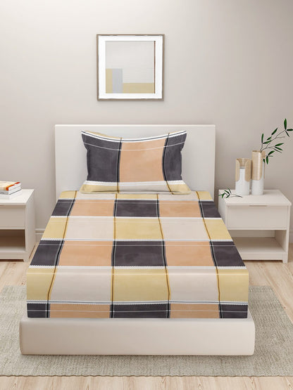 280 TC GEOMETRIC DESIGN MULTICOLOR SINGLE BED SHEET WITH 1 PILLOW COVER BY HOSTA HOMES image 1