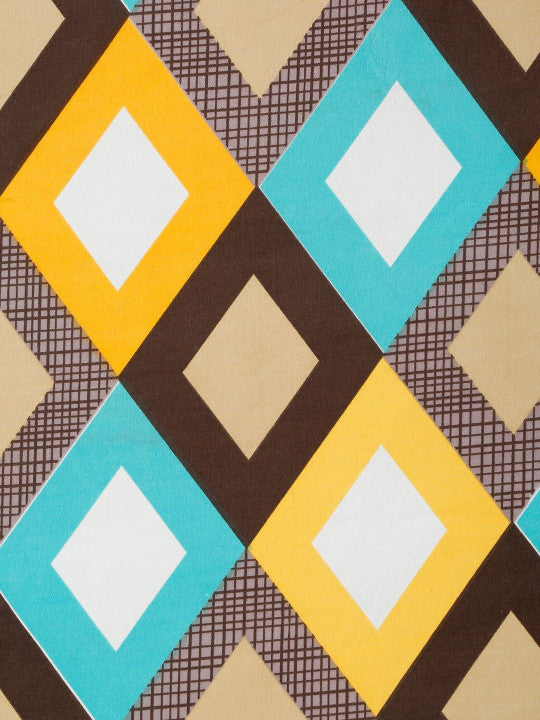 Yellow & Blue Abstract Printed 280 TC Single Bedsheet Set-1.52 m x 2.28 m