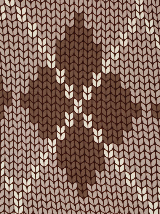Brown Geometric Polycotton 280 TC Fitted King Fine Bedsheet with 2 Pillow Covers-78 x 78 inches
