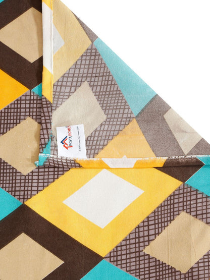 Yellow & Blue Abstract Printed 280 TC Single Bedsheet Set-1.52 m x 2.28 m