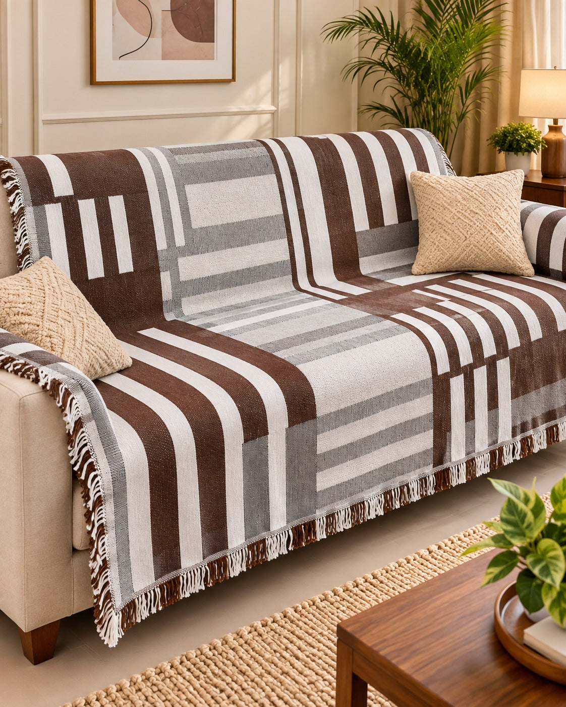 Butter Chenille Reversible Jacquard Sofa Throw