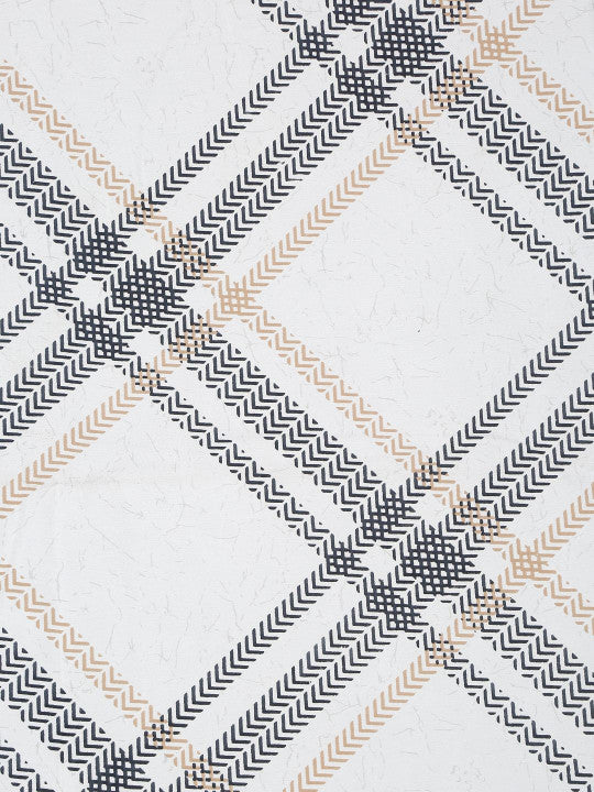 White & Grey Geometric Printed 280 TC Single Bedsheet Set-1.52 m x 2.28 m