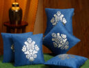 16X16 Soft Velvet , Foil Printed Blue ,Pack Of 5 ,Zipper