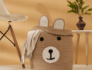PURE COTTON CARTOON FACE HAND WOVEN LAUNDRY HAMPER WITH COVER BY HOSTA HOMES