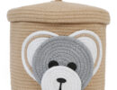PURE COTTON CARTOON FACE HAND WOVEN LAUNDRY HAMPER WITH COVER BY HOSTA HOMES
