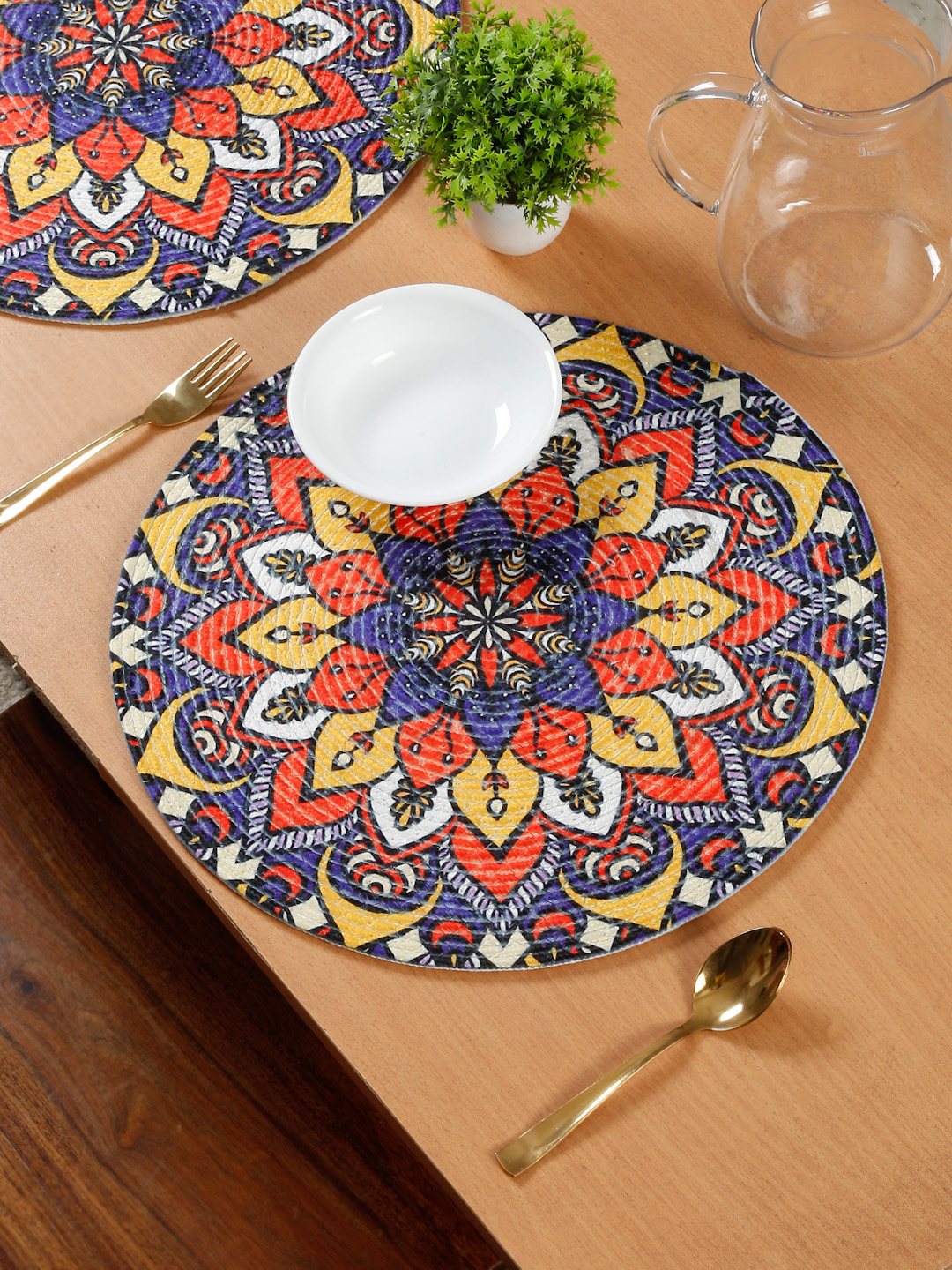 Blue & Yellow Printed Pure Cotton Table Placemats