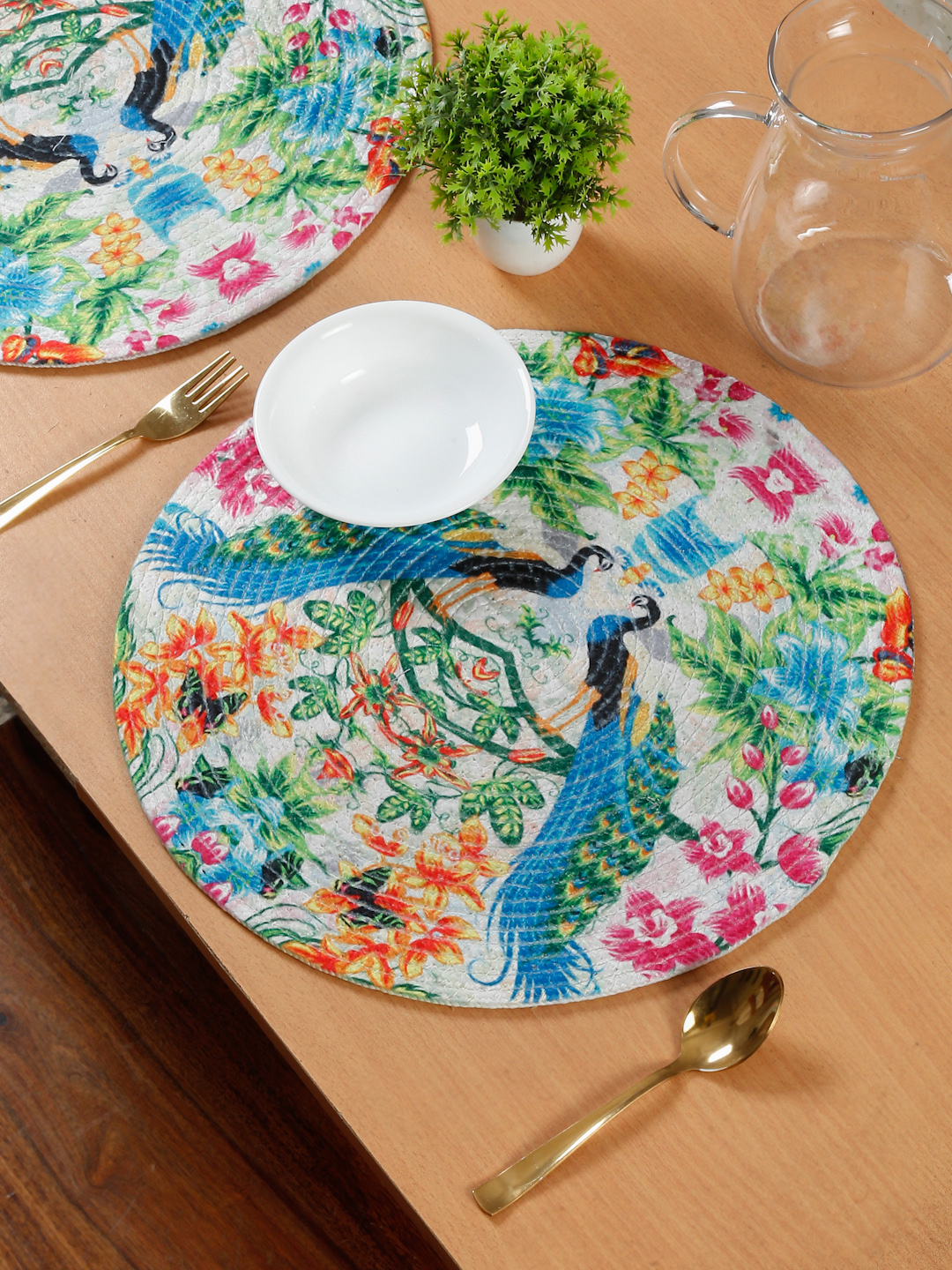 Blue & Pink Printed Pure Cotton Table Placemats