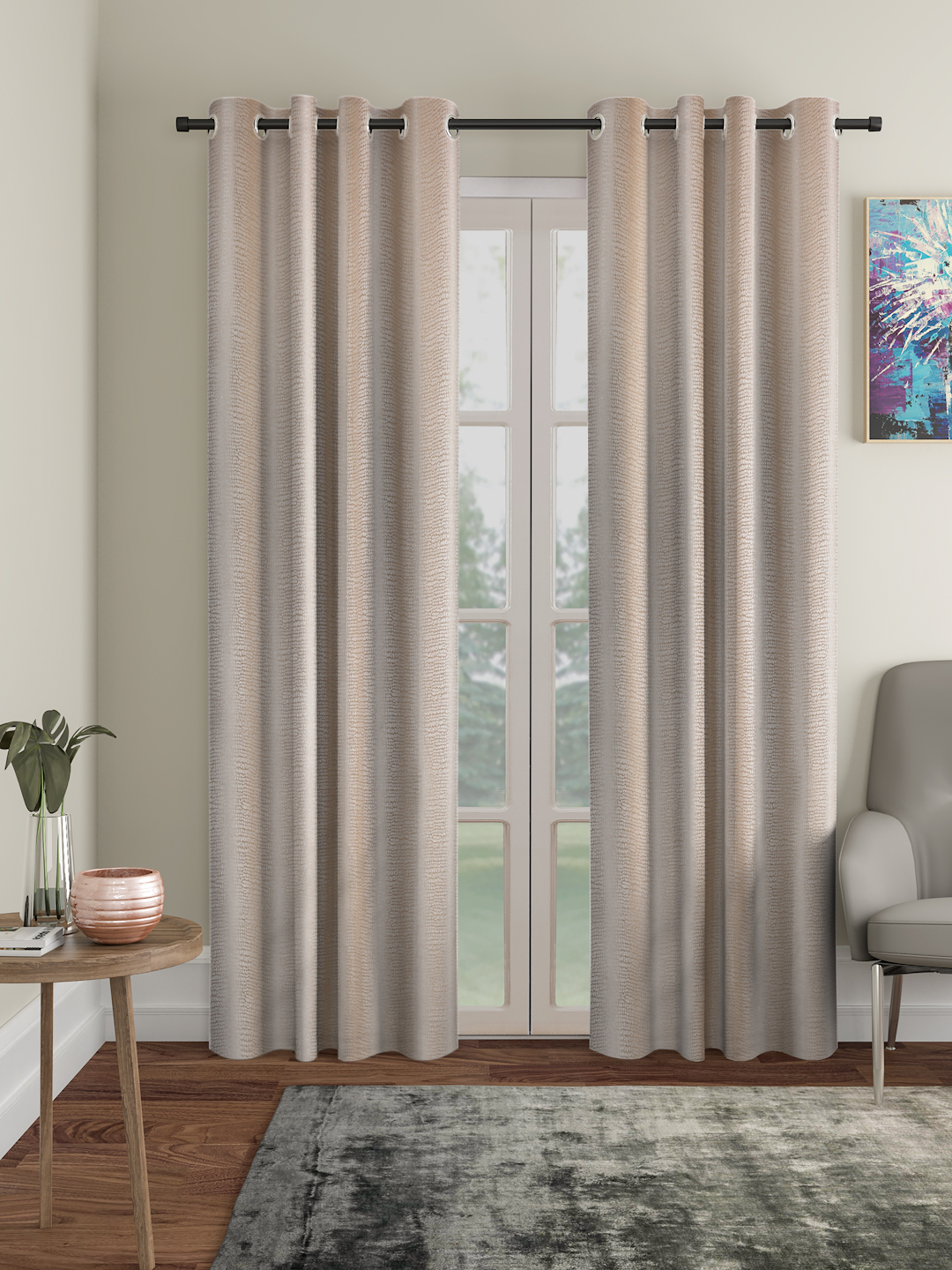 SELF TEXTURED BLACKOUT LONG DOOR CURTAIN PACK OF 2 BY HOSTA HOMES