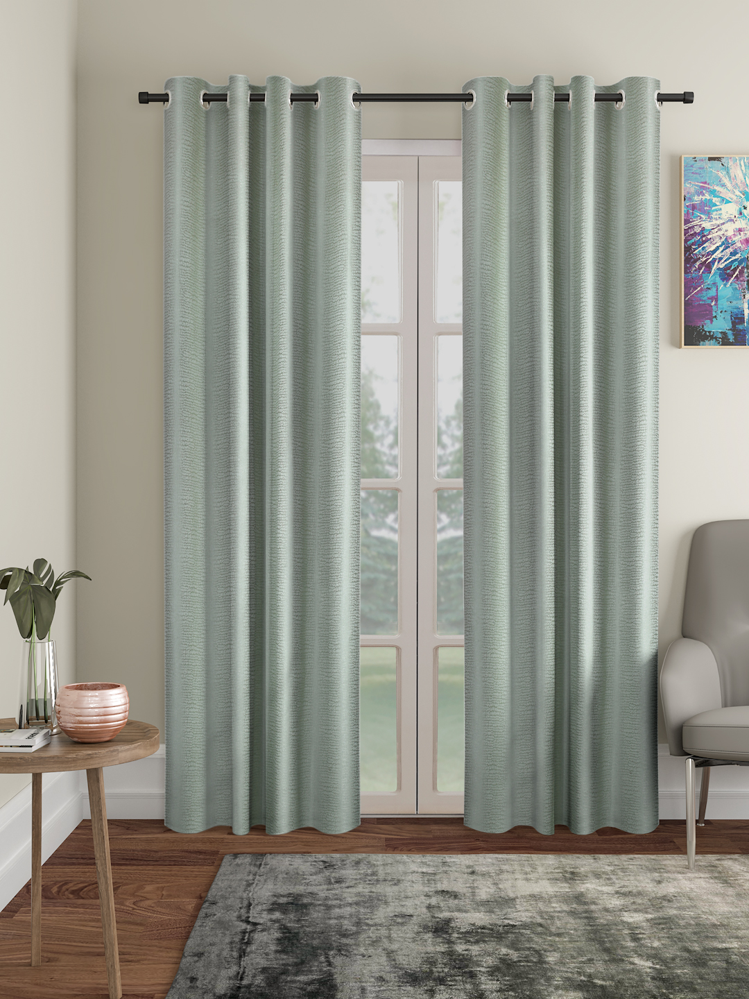 SELF TEXTURED BLACKOUT LONG DOOR CURTAIN PACK OF 2 BY HOSTA HOMES