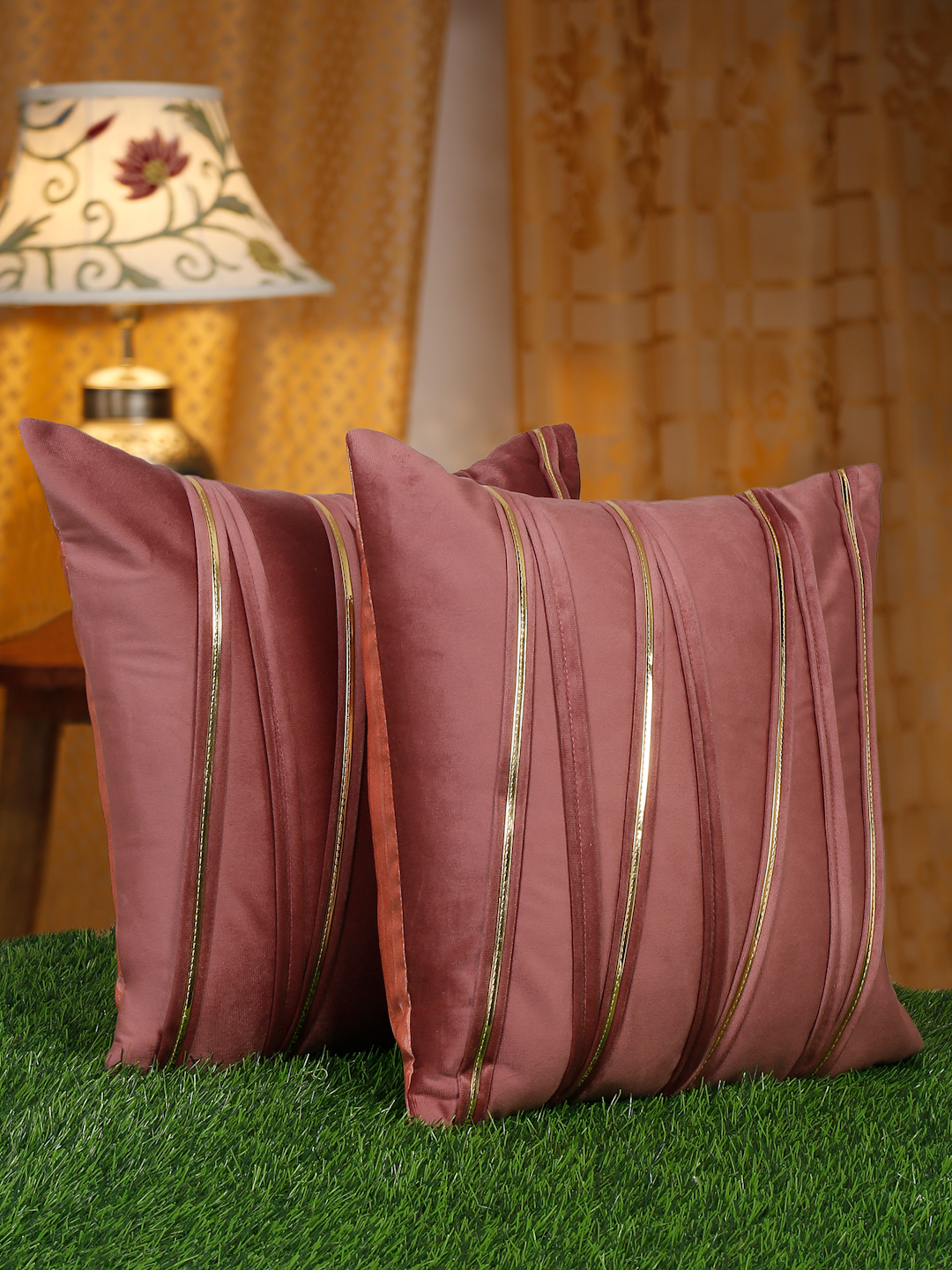 SOFT VELVET LINED PATTERN CUSHION COVERS PACK OF 2 BY HOSTA HOMES