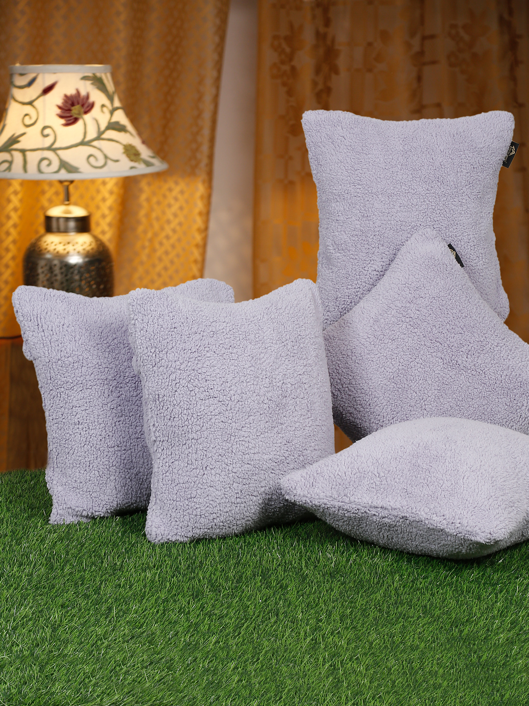 SOFT FUR SOLID PATTERN CUSHION COVERS PACK OF 5 BY HOSTA HOMES