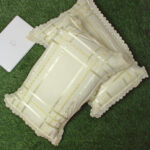 HOSTA HOMES Set of 2 Embroidered Lace Pure Cotton Pillow Covers with Zip Closure - Cream