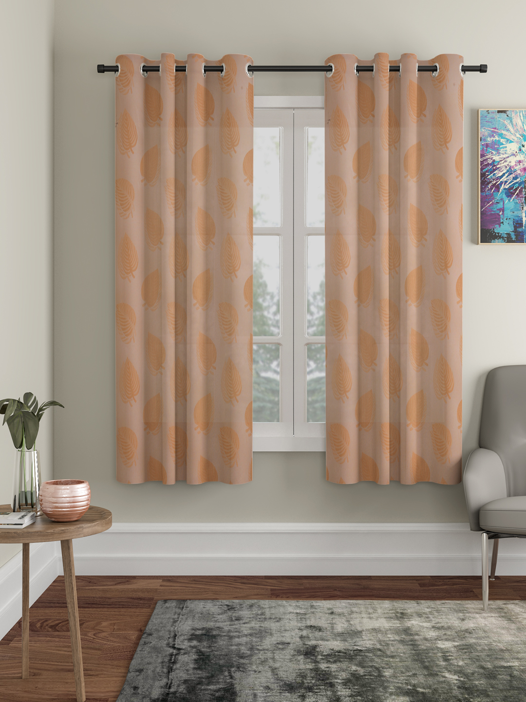 Floral Design Window Curtain Pack of 2