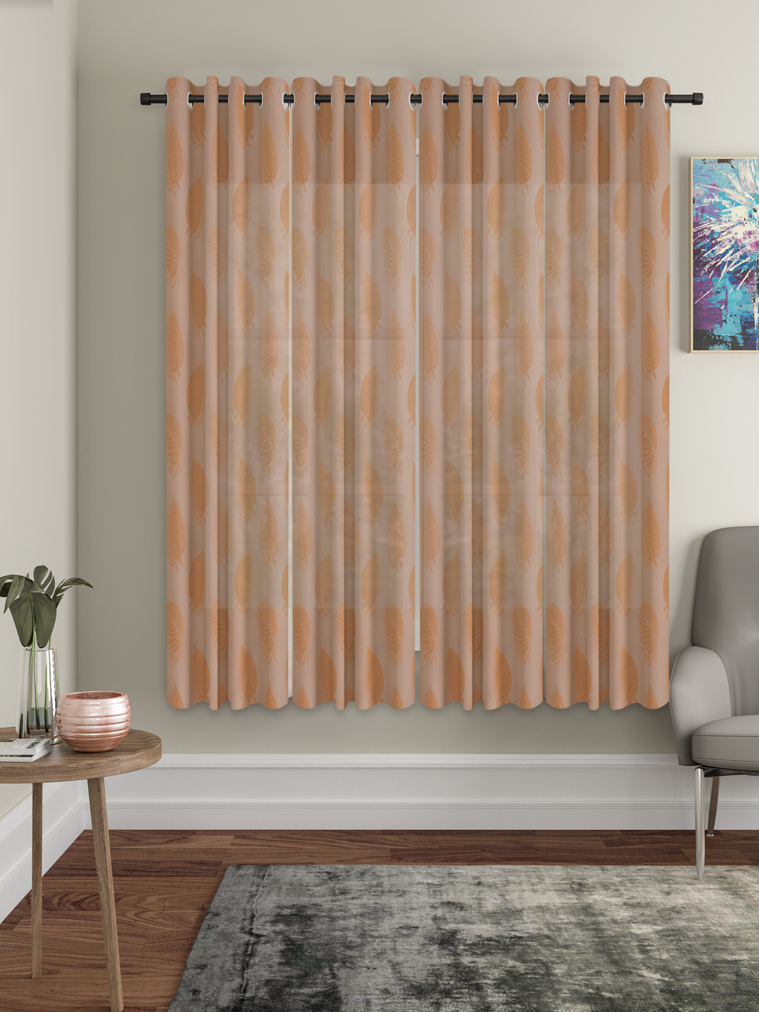 Floral Design Window Curtain Pack of 4
