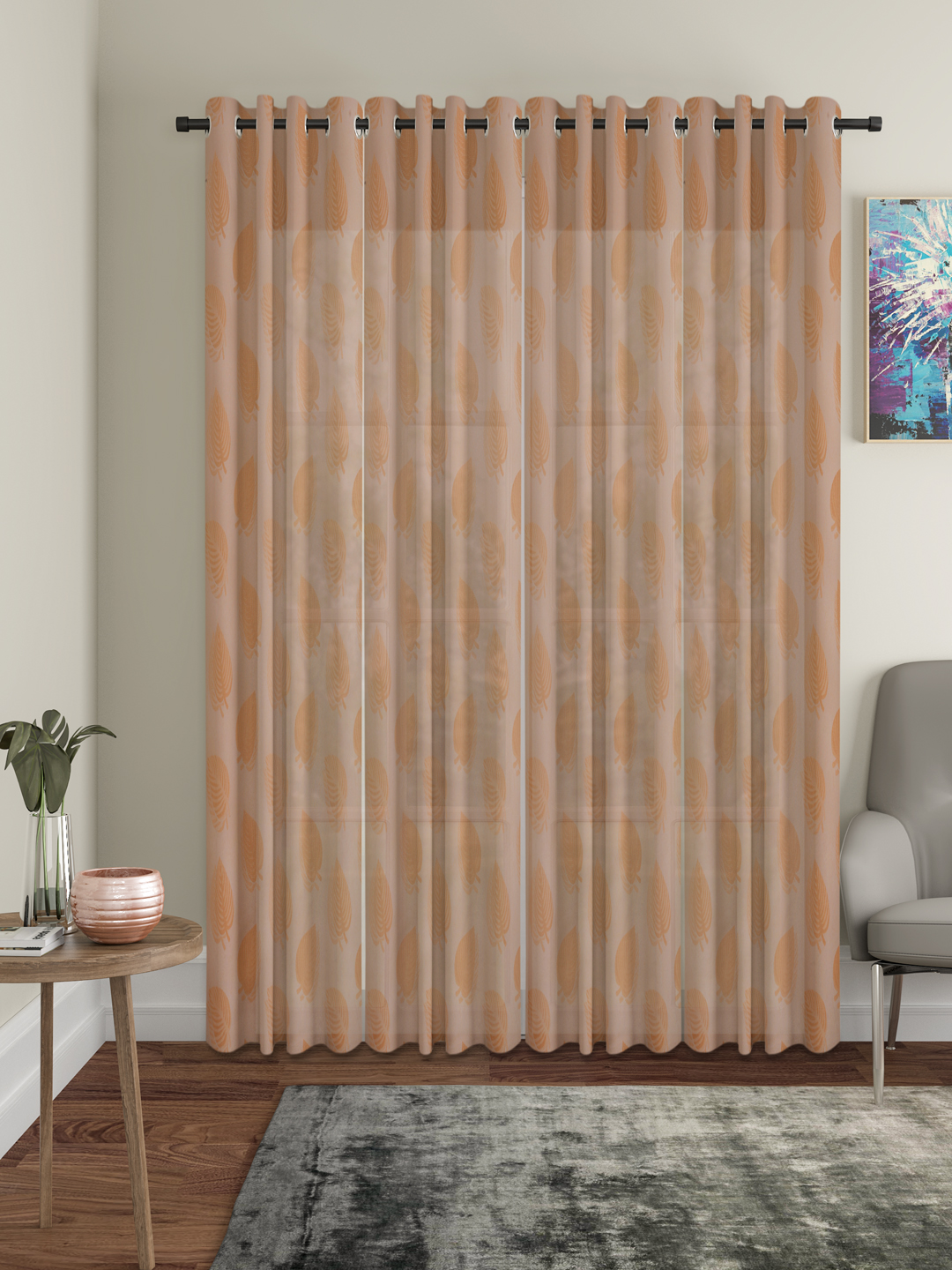 Floral Design Door Curtain Pack of 4