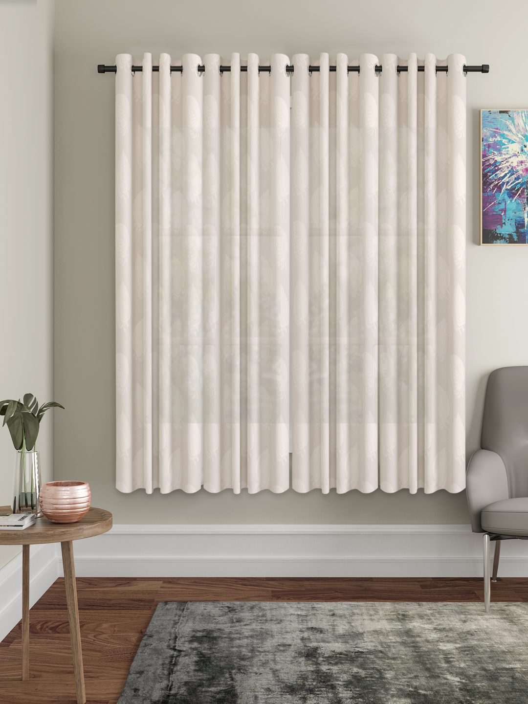 Floral Design Window Curtain Pack of 4