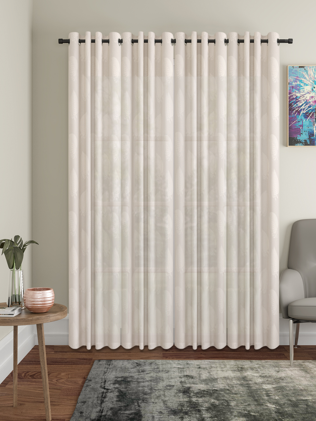 Floral Design Door Curtain Pack of 4