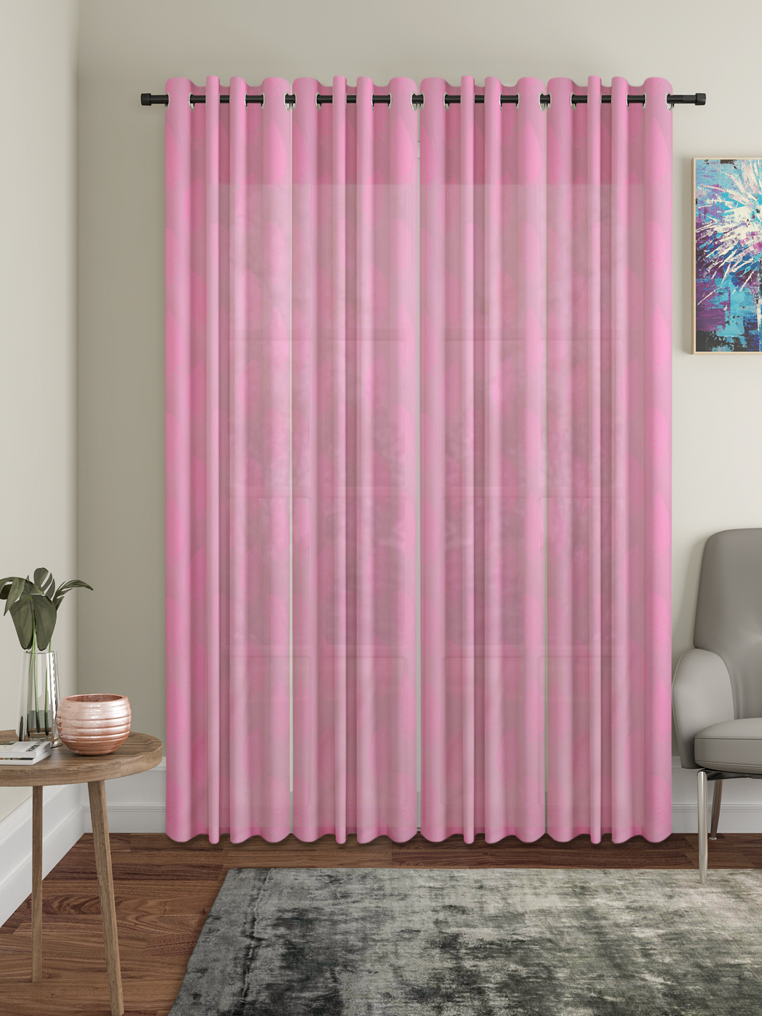 Floral Design Door Curtain Pack of 4
