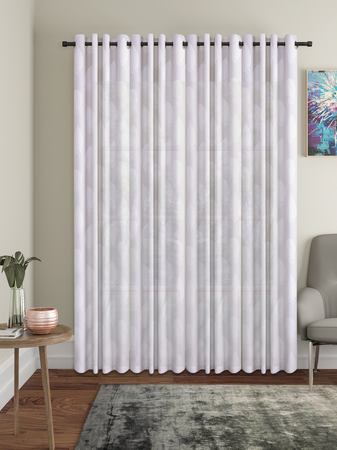 Floral Design Door Curtain Pack of 4