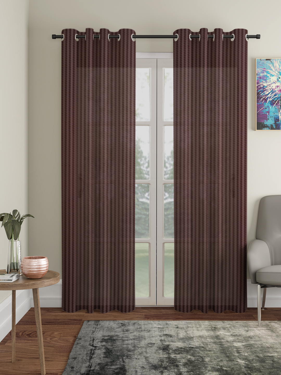 Geometric Design Door Curtain Pack of 2
