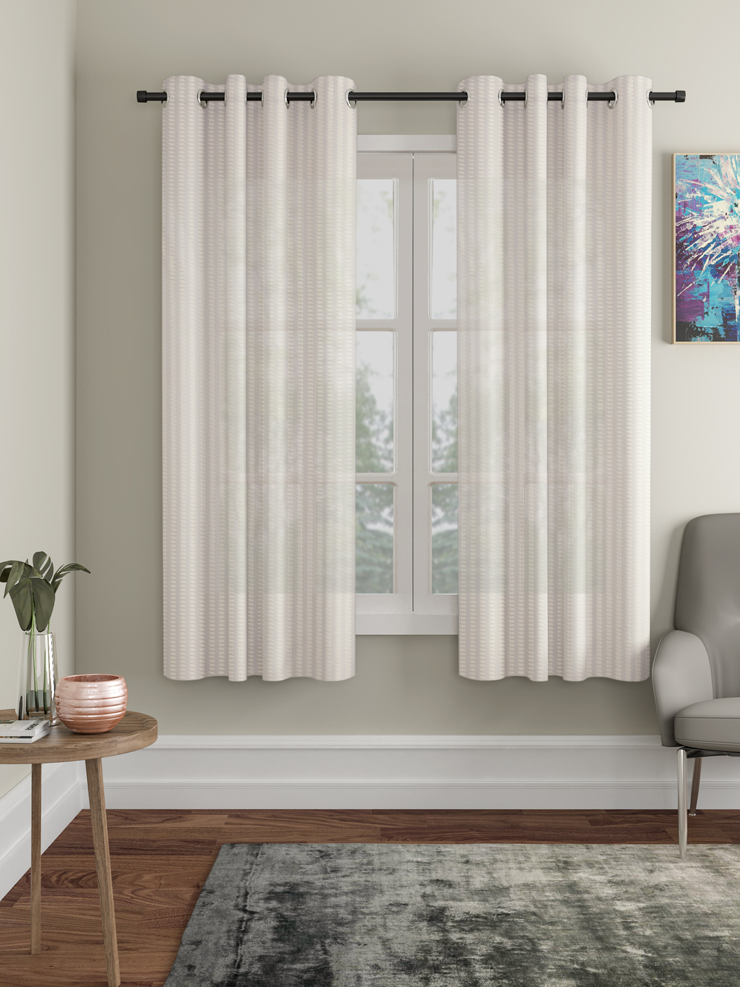 Geometric Design Window Curtain Pack of 2