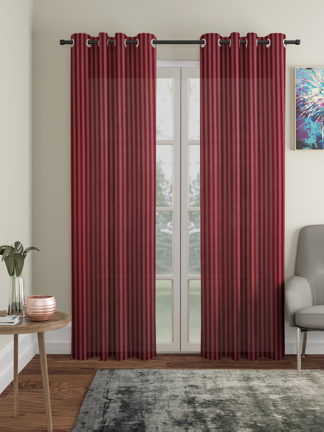 Geometric Design Door Curtain Pack of 2
