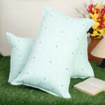 HOSTA HOMES Set of 2 Floral Embroidered Pure Cotton Pillow Covers with Zip Closure - Green